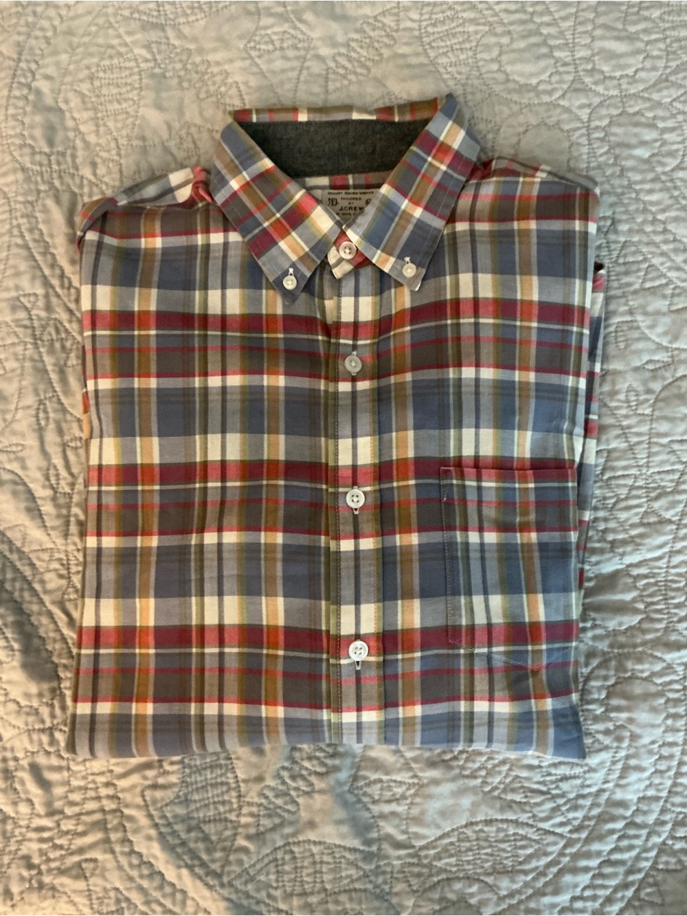 J. Crew Men's Plaid Button-Down Shirt in Blue, Red, Brown, Cream